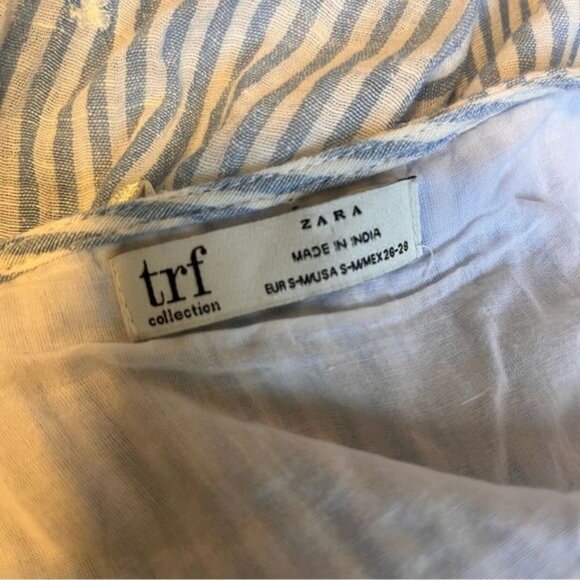 Zara trf Collection Blue White Stripes Casual Cotton Dress Size S - M - Picture 7 of 7